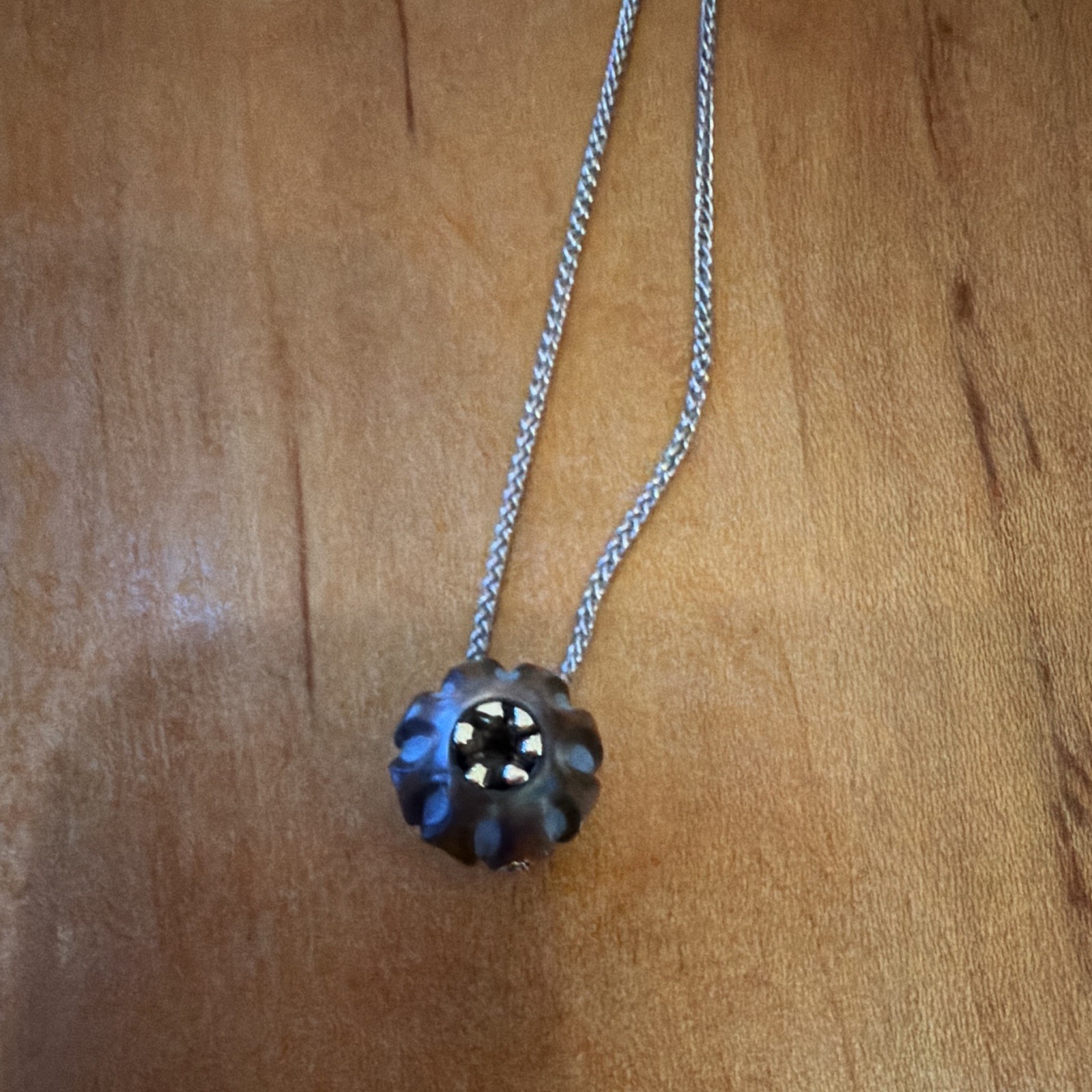 Diamond in a Pearl 14k white gold 18” necklace, Tahitian Pearl with Turquoise