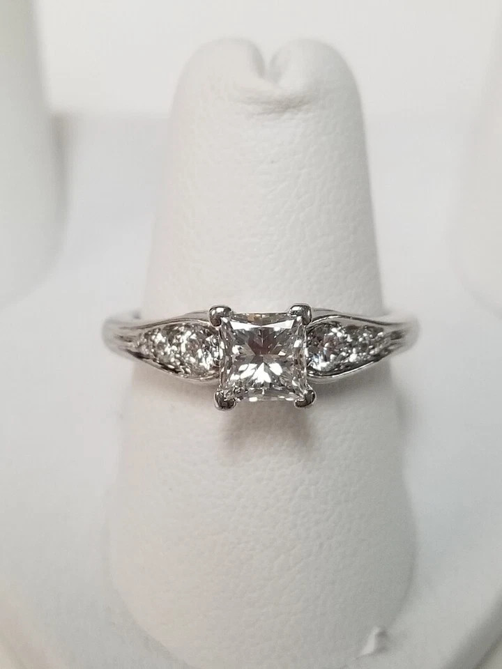 2 Ct Princess Simulated Diamond Women Wedding Band Ring 14K White Gold Plated