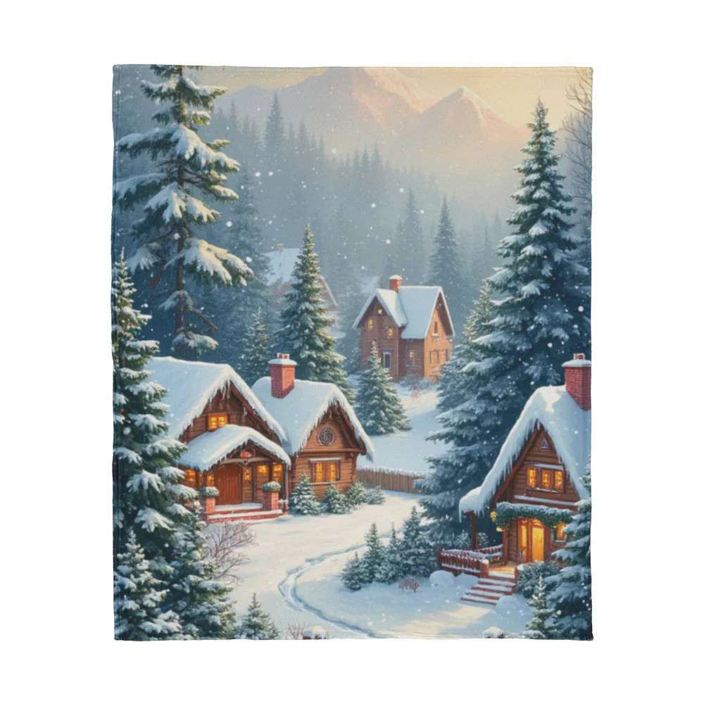 Snowy Town Christmas Fleece Blanket