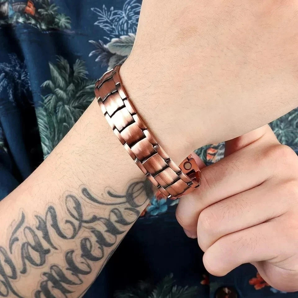 Men’s Bracelet Magnetic Therapy Arthritis Pain Relief Pure Solid Copper Bangle