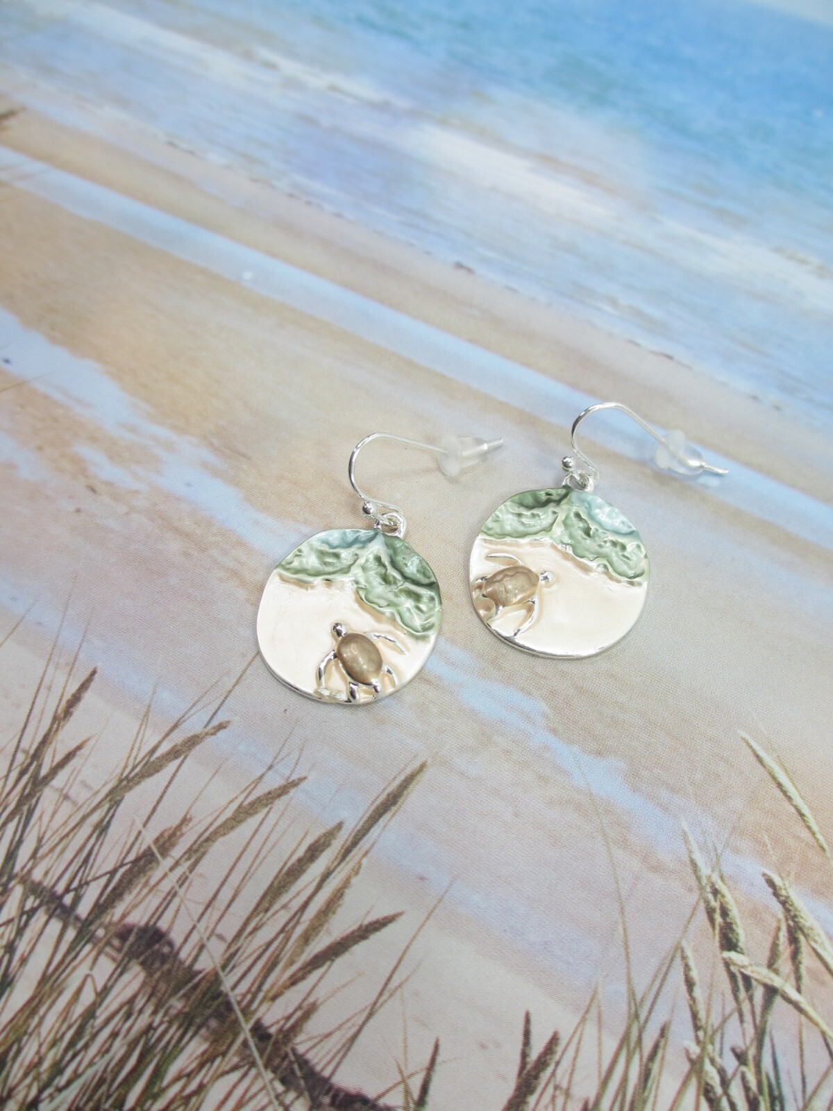 Beach Sea Turtle Earrings Summer Jewelry Ocean Coastal Beachcomber Charms Pierce