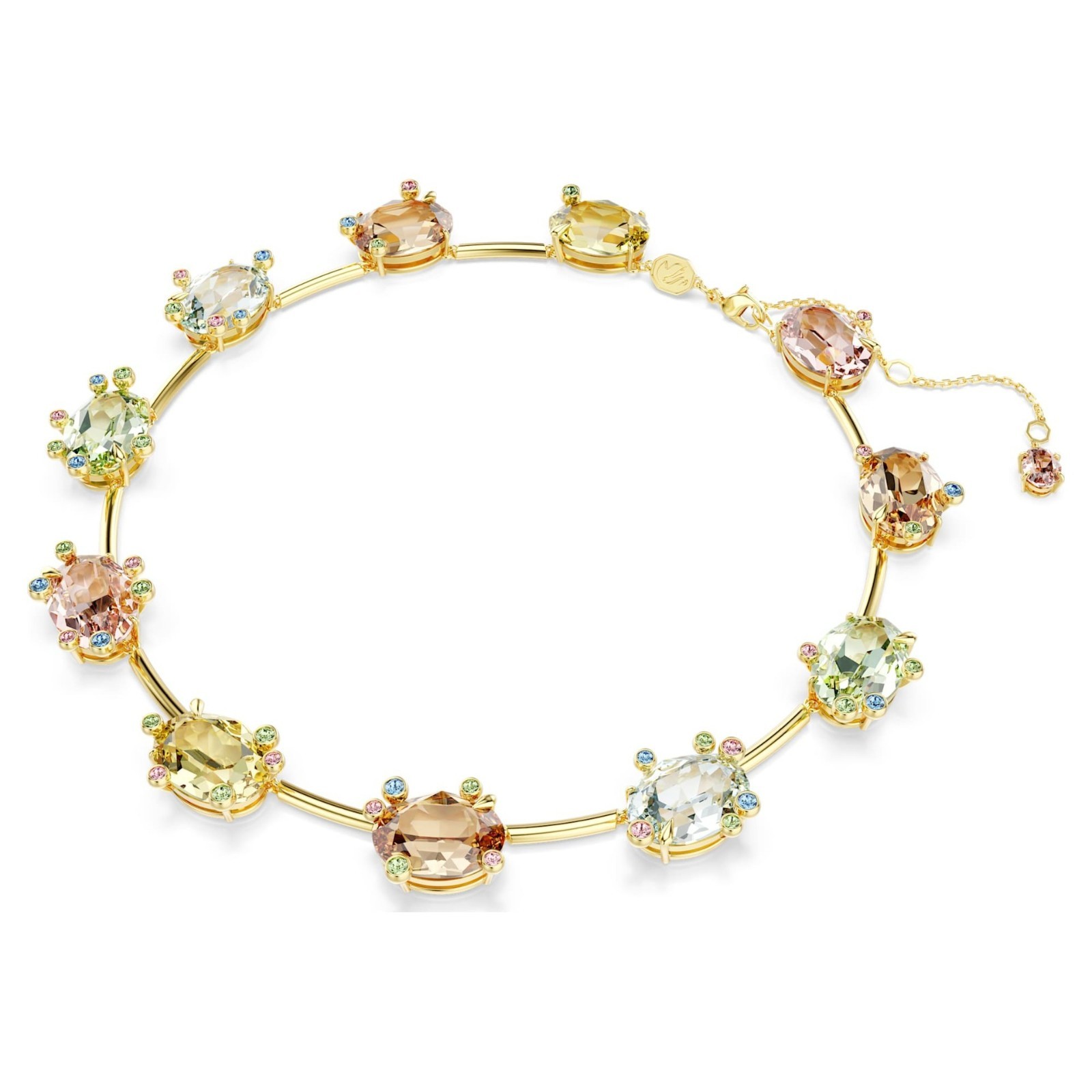Swarovski Elements Gema Necklace – Multicolor Champagne & Coffee Crystal Choke