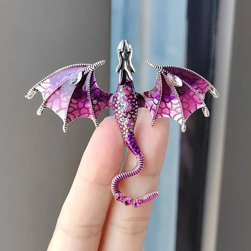 1pc Dragon Brooch Pin Enamel Crystal Animal Badge Jewelry Gift – Animal Pins