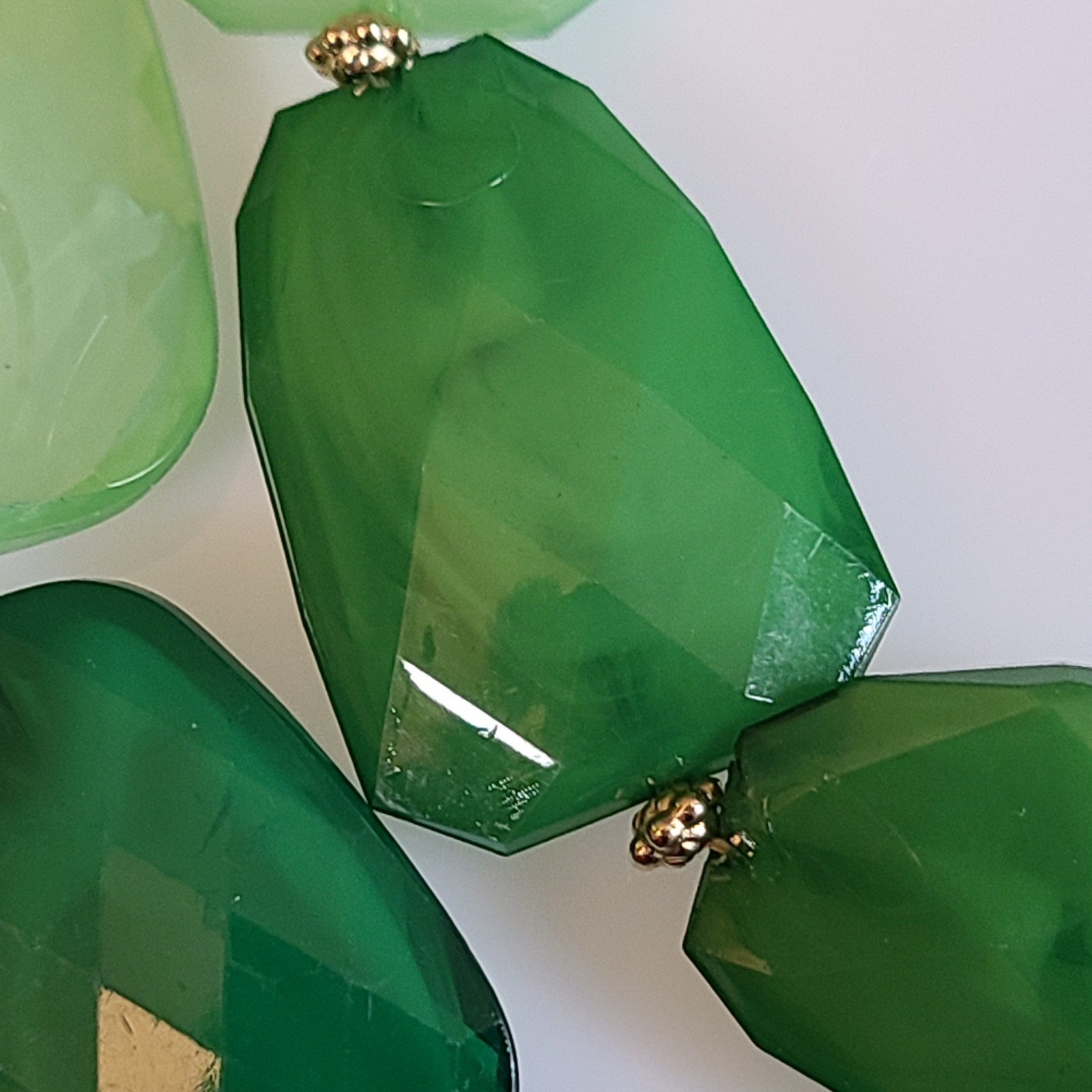 BIG CHUNKY DOUBLE STRAND FAB GREEN NECKLACE BIB WOWSER HUGE STATEMENT NECKLACE
