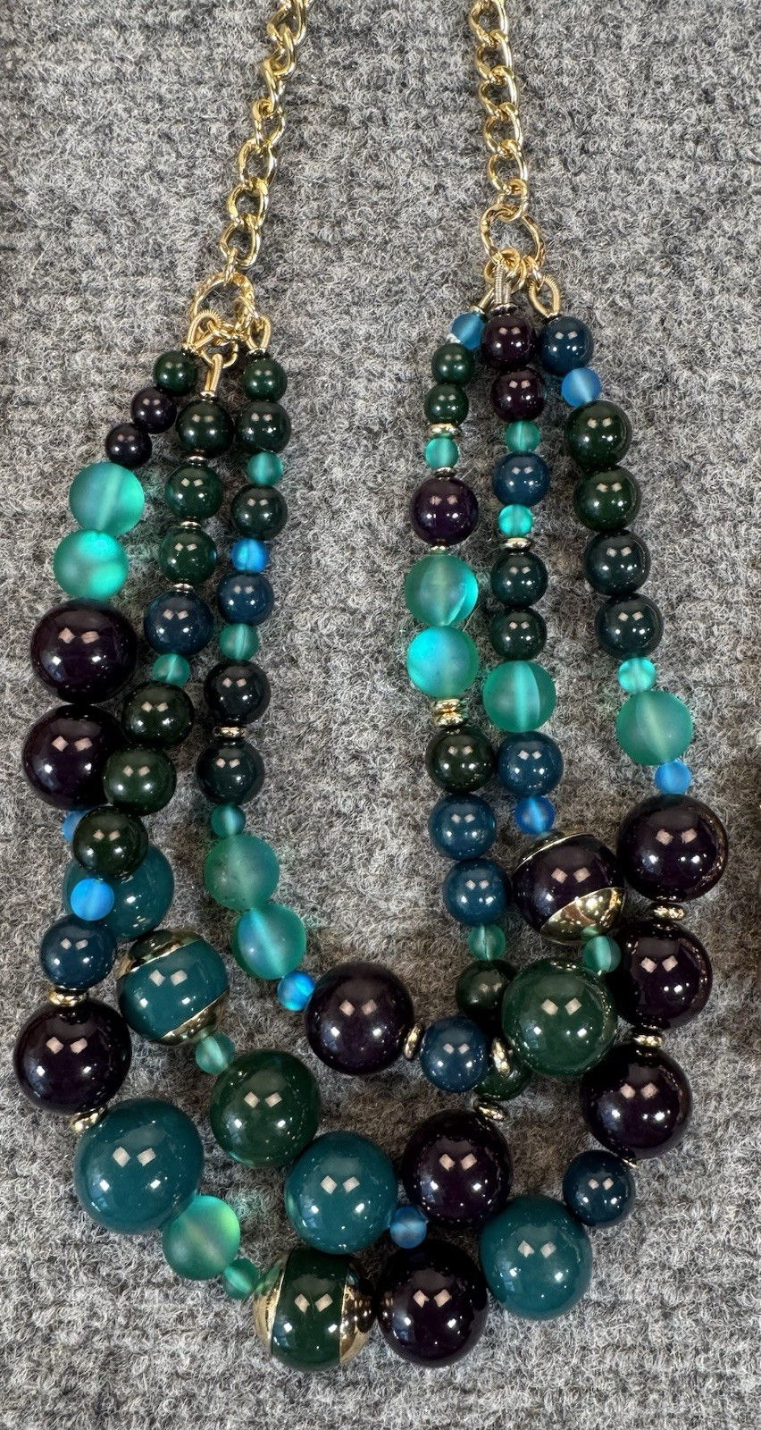 Fashion Jewelry Necklaces Lot of 3 Varied Beads Multicolor 3 Strand Multi Strand