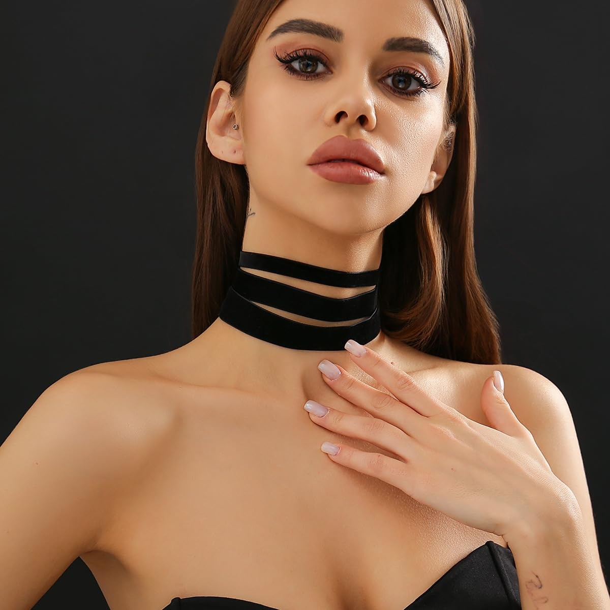yfstyle 4pcs Black Choker Necklaces for Woman Adjustable Layered Black Velvet…