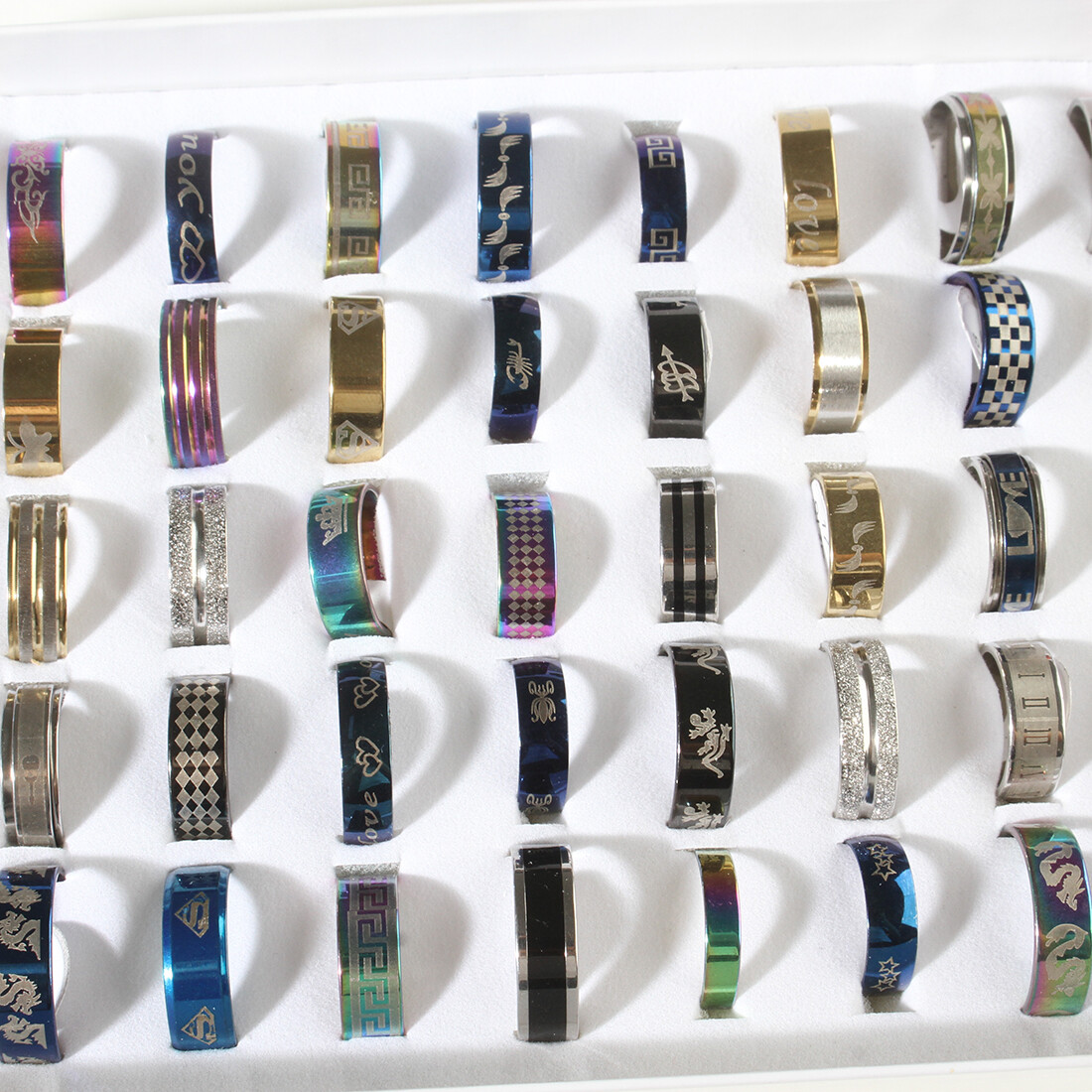 50PCS Girl Fashion Wedding Ring Bulk Lot Mixed Stainless Steel Rings Wholesale
