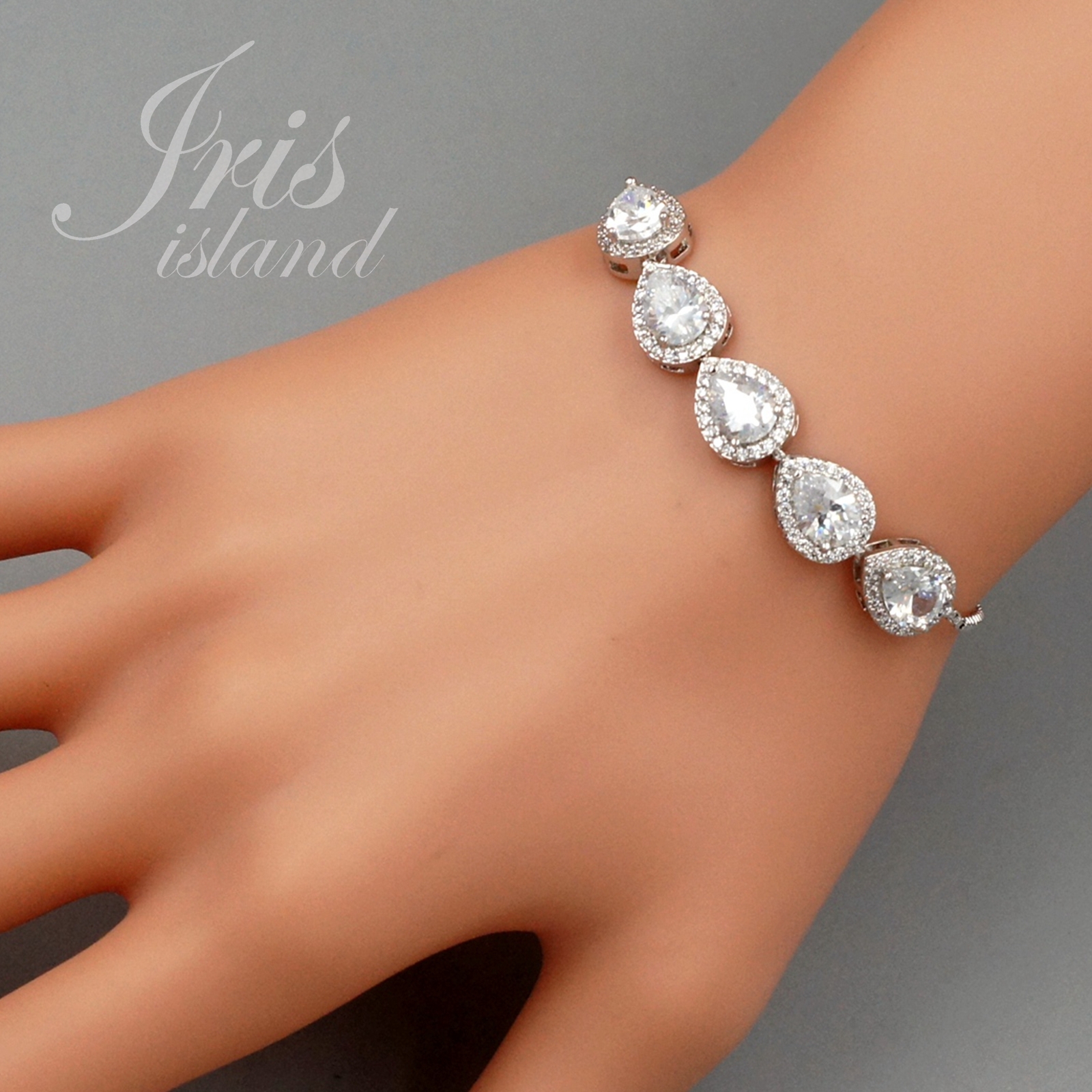Women White Gold GP Clear Cubic Zirconia Tennis Bracelet Wedding Bridesmaids 121