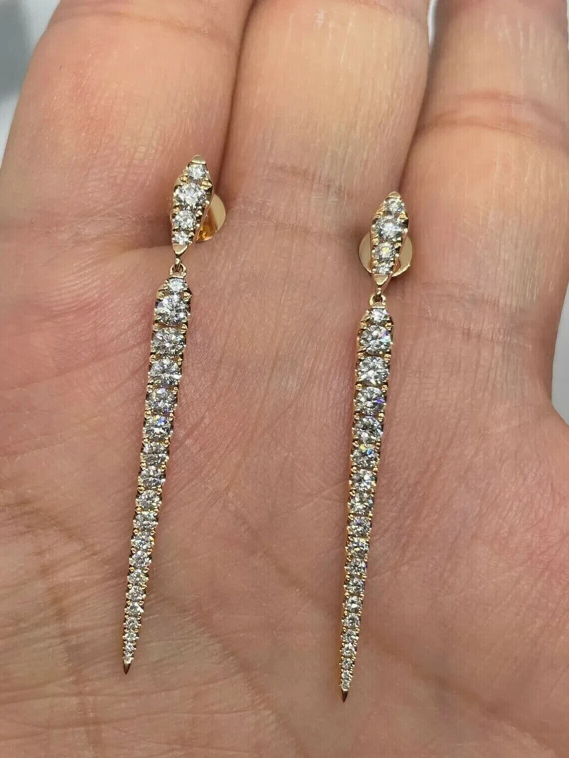 Round Cut Simulated Diamond Stunning Drop Dangle Earring 14k Yellow Gold Plated