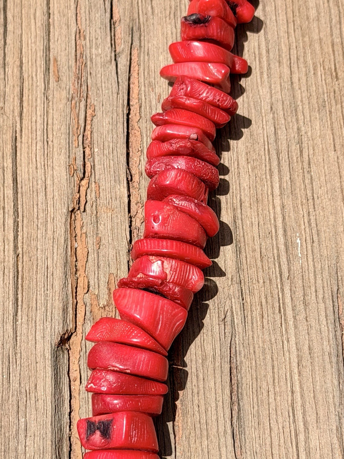 Red Dyed Chunky Branch Coral Necklace 925 Toggle Clasp 18”