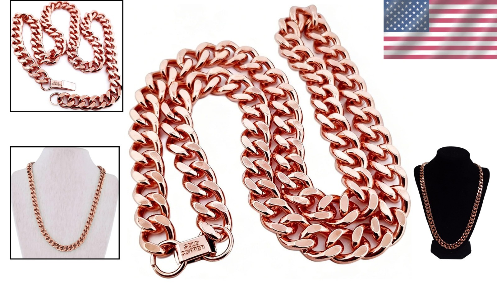 Elegant 24″ Cuban Link Necklace – Heavy Solid Copper Jewelry for All Occasions