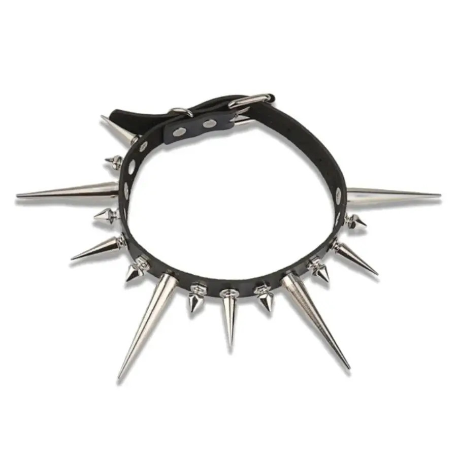 Goth Spike Choker Punk Leather Collar For Women Studded Necklace Accessories