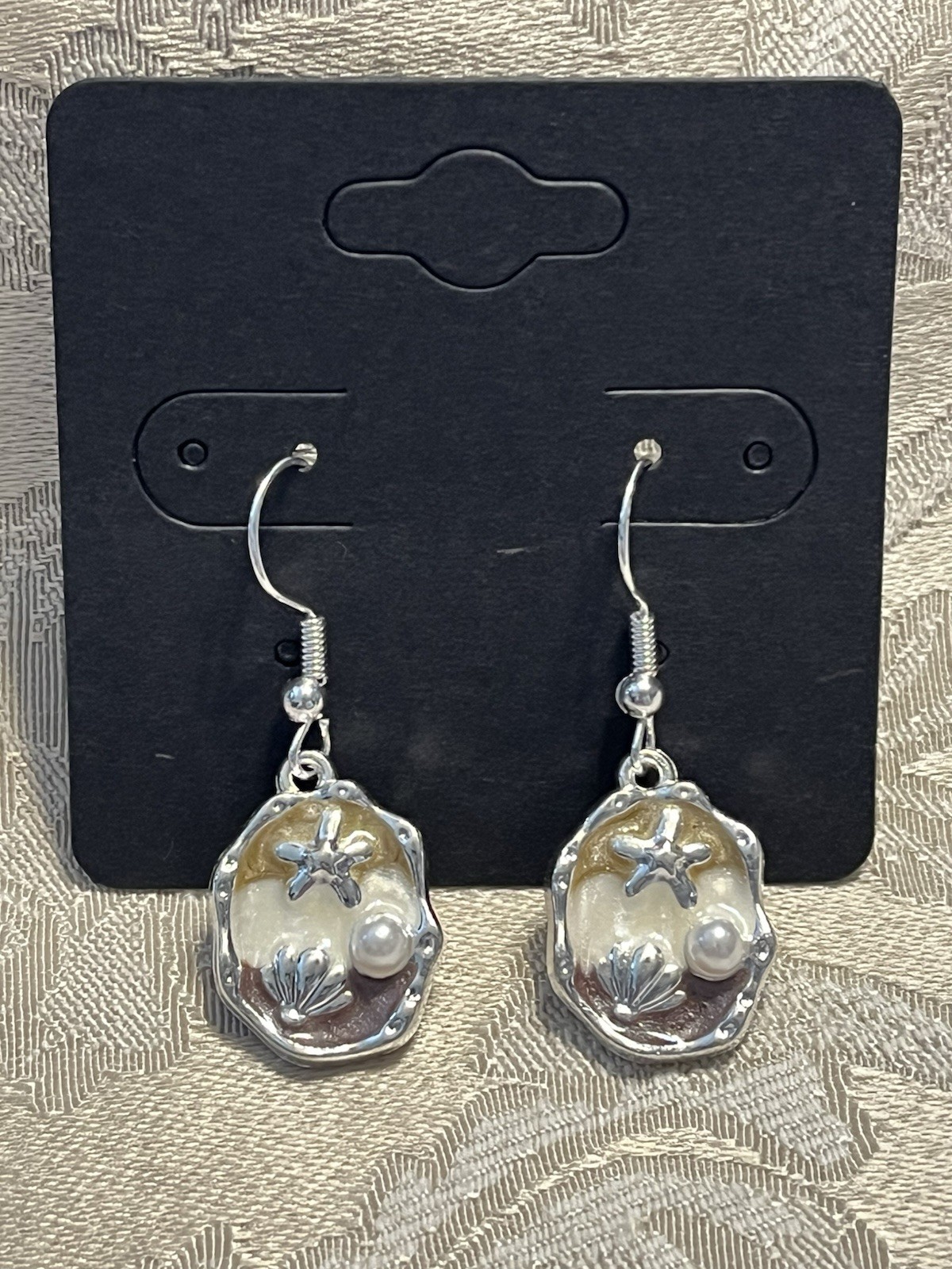 Vintage Beach Summer Sea Life Silver Enamel Dangle Bohemian Fashion Earrings