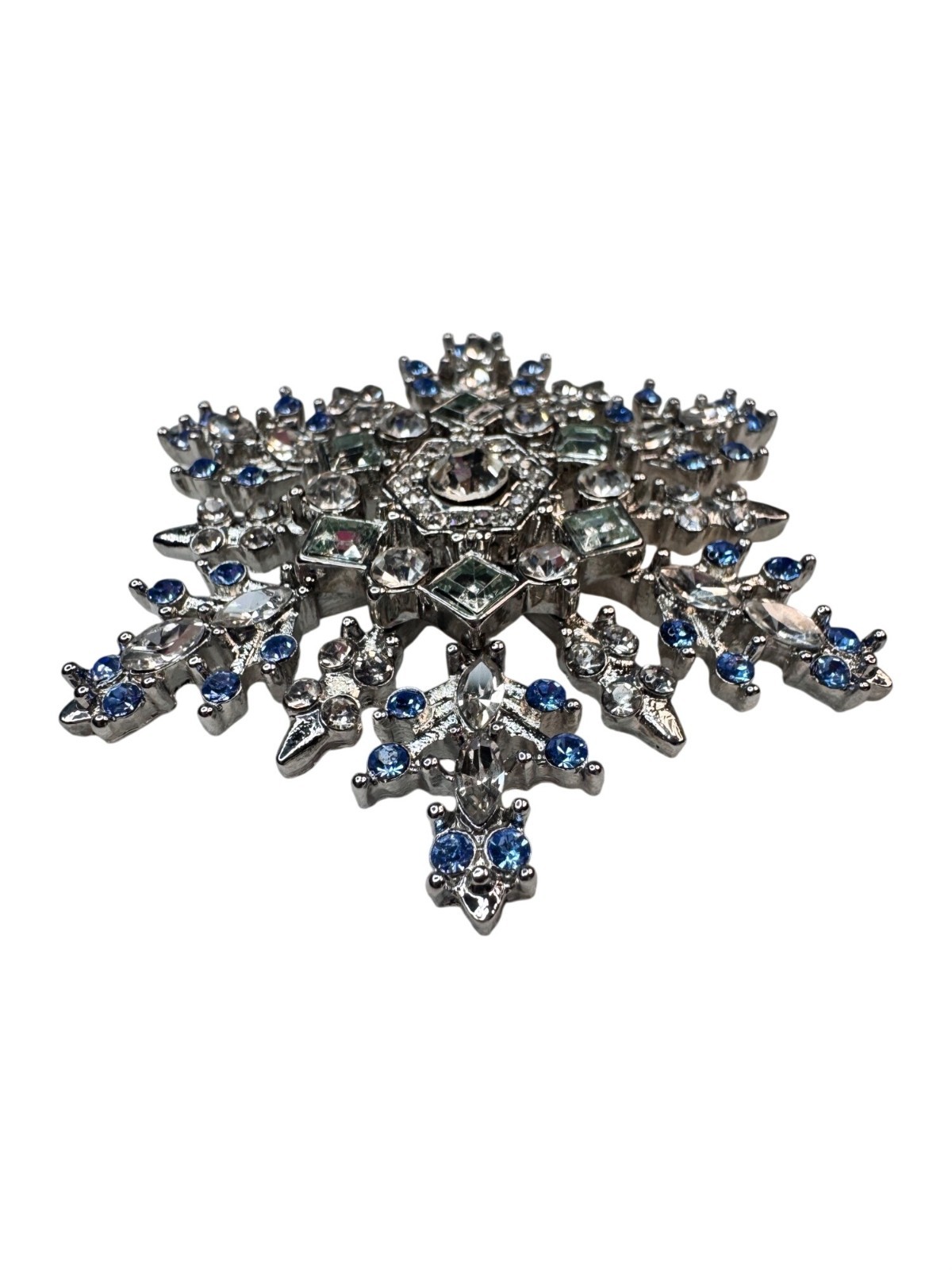 Bella Jack Snowflake Brooch Silver Tone Blue Clear Crystal 2020s