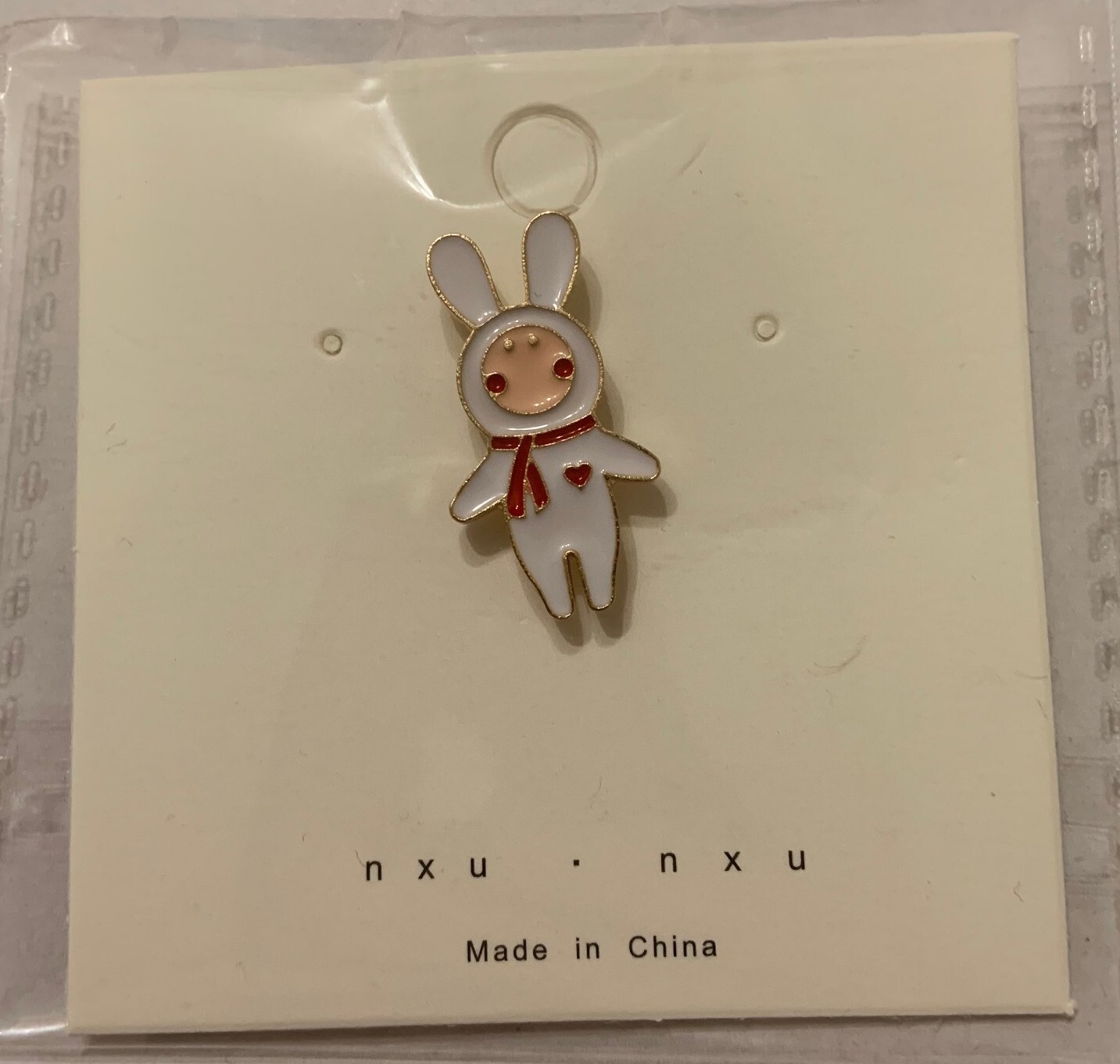 New Gold White Red Bunny Rabbit Heart Pin Badge Gift Ideas