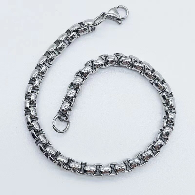 WHOLESALE 2-5mm Woman Man Stainless Steel Square Rolo Box Chain Bracelet Bangle