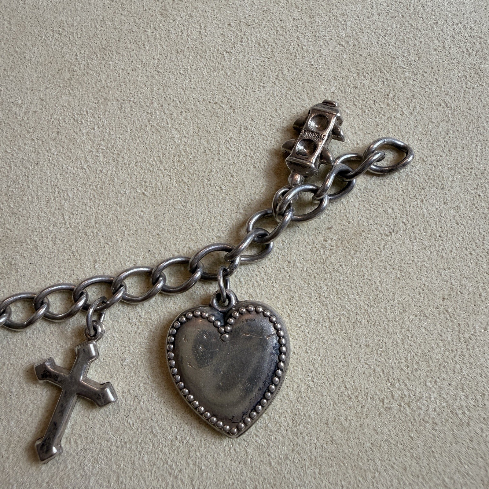 Vintage 925 Sterling Silver Charm Bracelet Size 6 3/4 inches