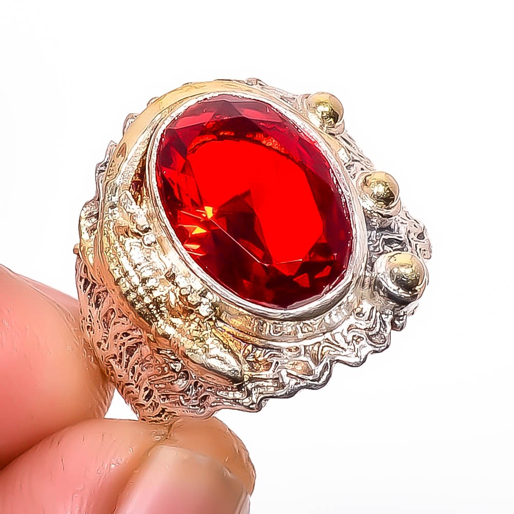 Garnet 925 Sterling Silver Bali Lizard Ring s.8 R1159-34
