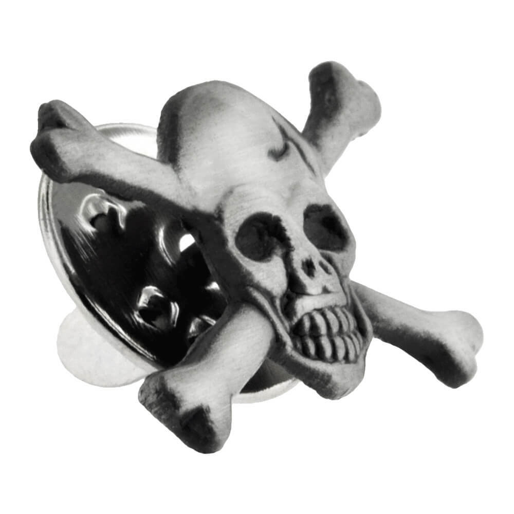 PinMart’s Small Skull and Cross Bones Halloween Biker Lapel Pin