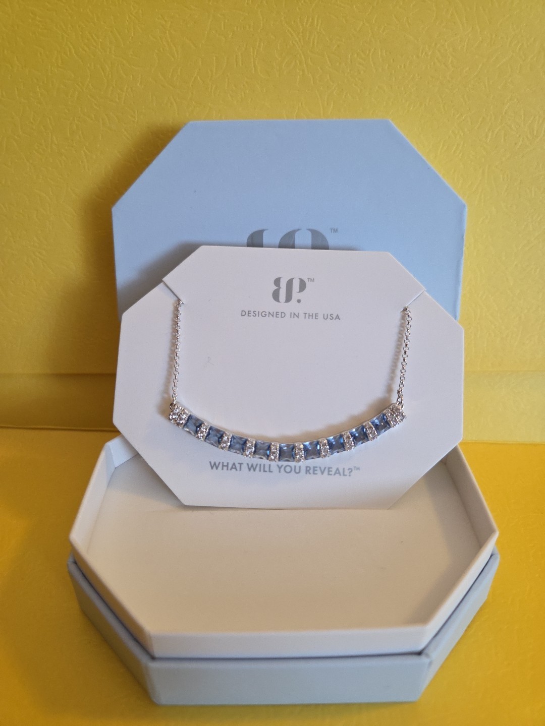 Bomb Party The Summer Journey NK33092 LC Aqua Blue Spinel On Rhodium Necklace