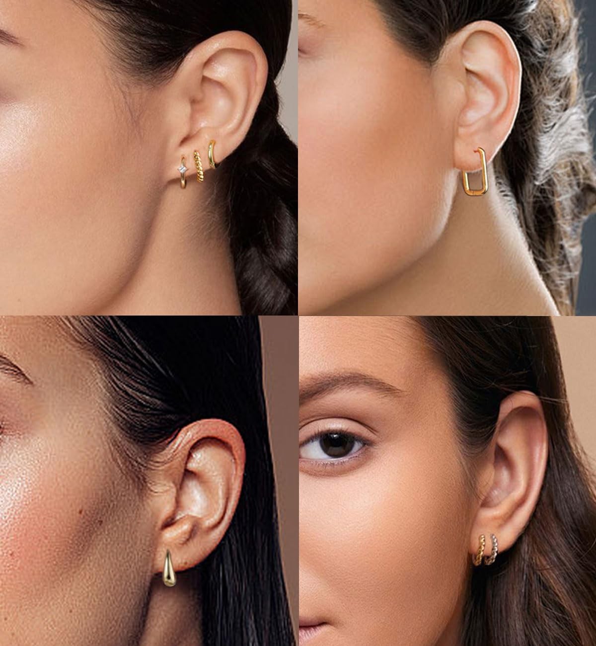 Tornito 11 Pairs Small Hoop Earrings Set 10 millimeters, A:11 Gold Tone