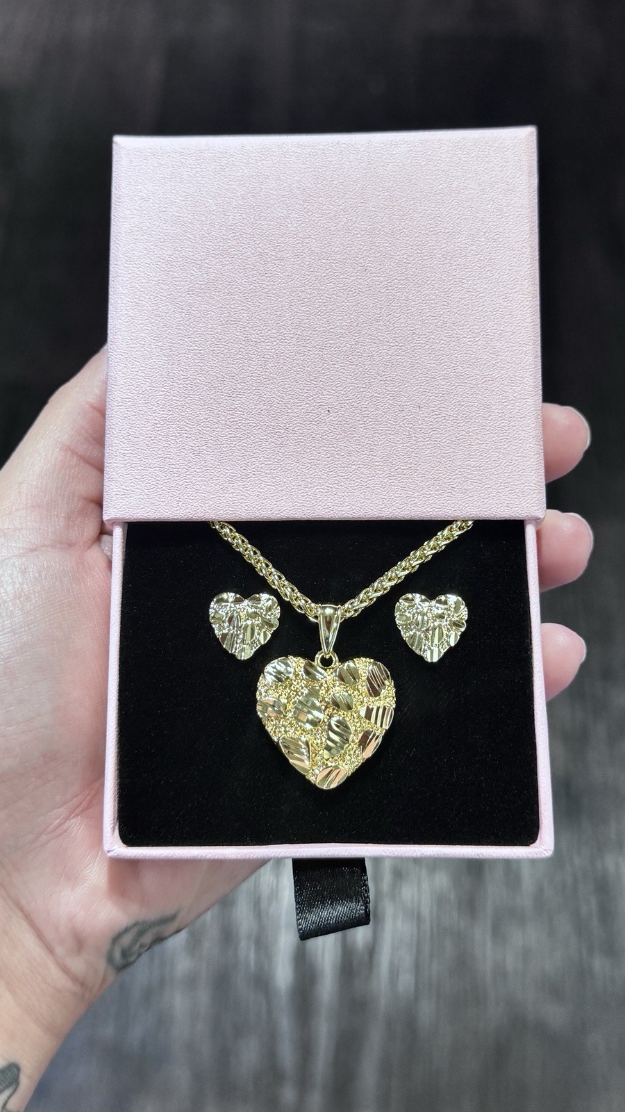 18k Gold Filled Jumbo Nugget HRT Necklace & Earrings Set #jewellery #set #pretty