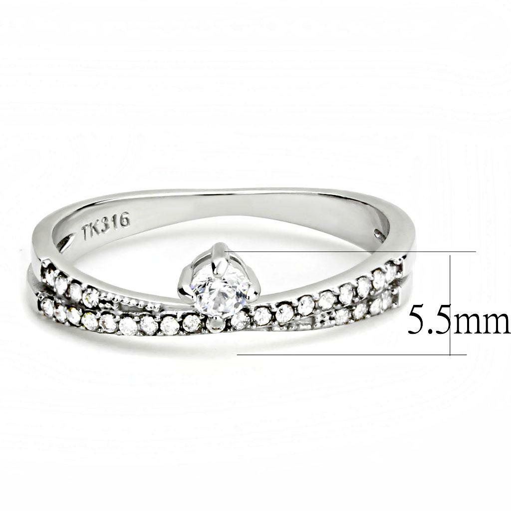 DA153 – High polished (no plating) Stainless Steel Ring with AAA Grade CZ in