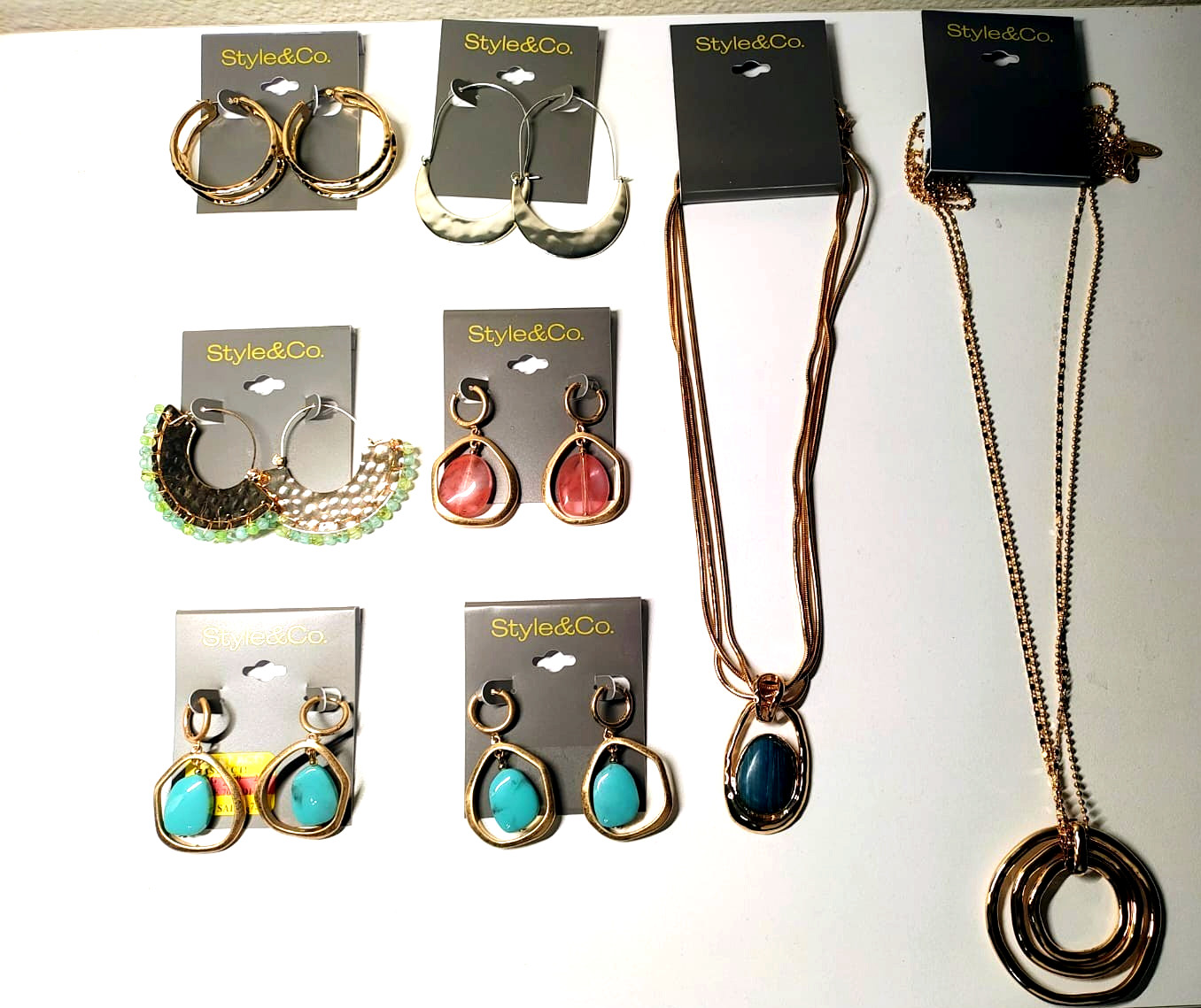 Style & Co. Jewelry Lot–Earrings & Necklaces–Gold Tone & Turquoise