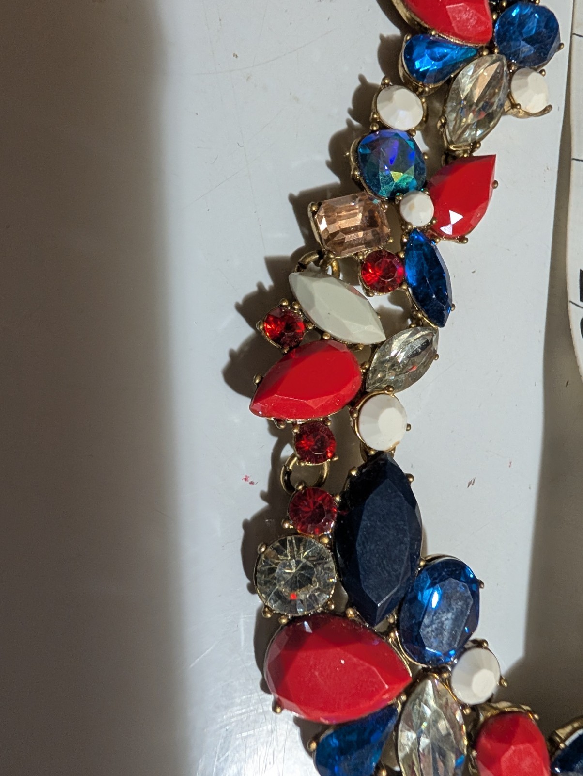 J Crew Statement Necklace Red White & Blue Nautical With Jewelry Pouch
