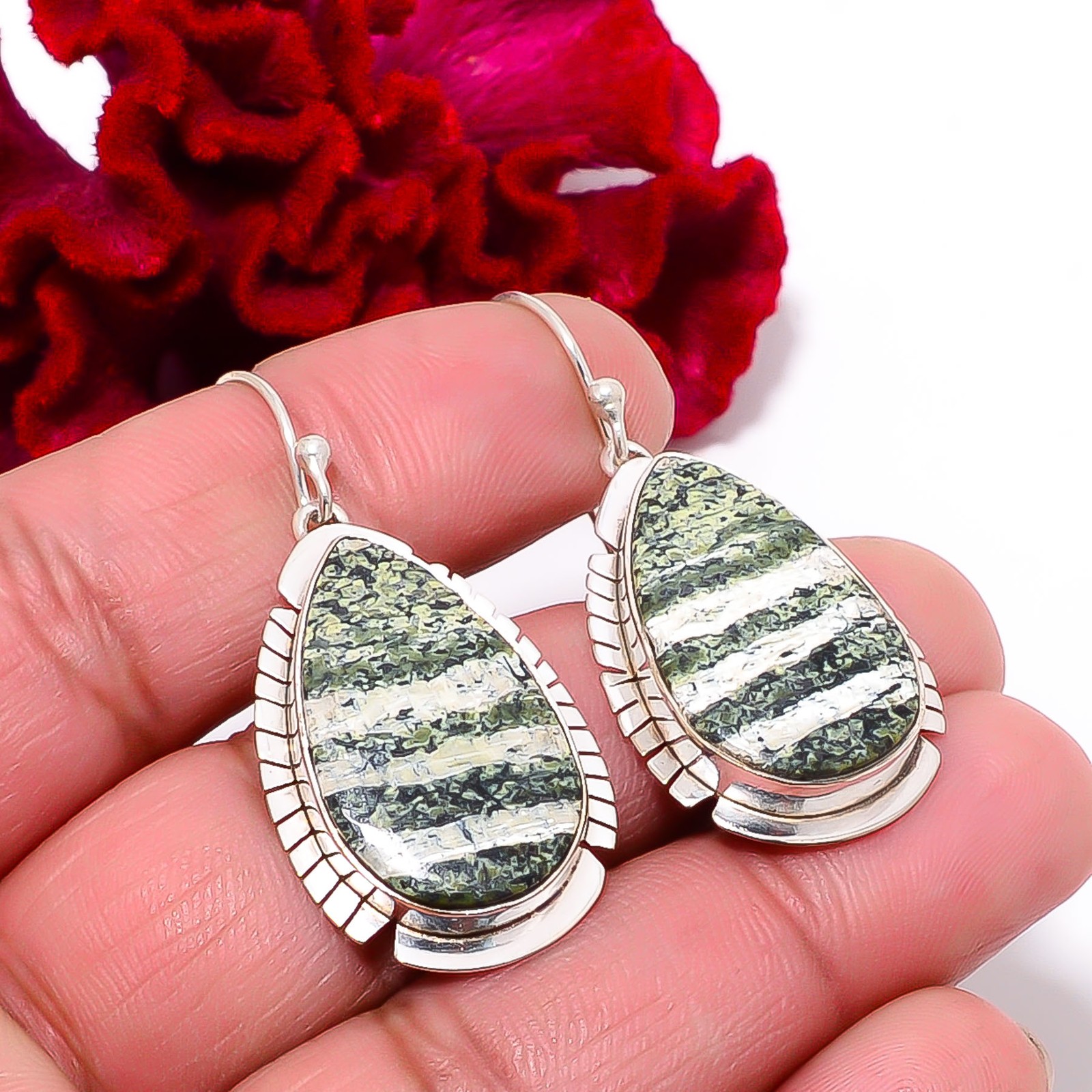 Swiss Green Opal – Virgin Islands 925 Sterling Silver Earring 1.76″ E98623