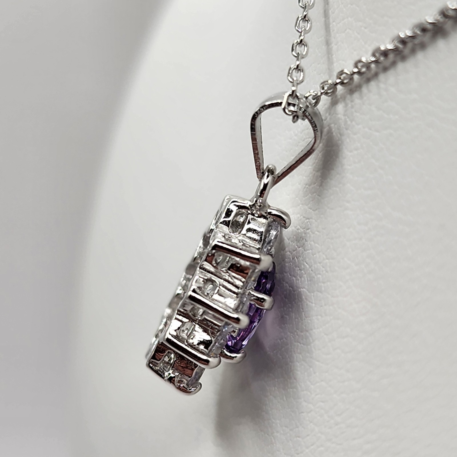 925 NEW Sterling Silver Pendant &Earrings Set Created Alexandrite &CZ