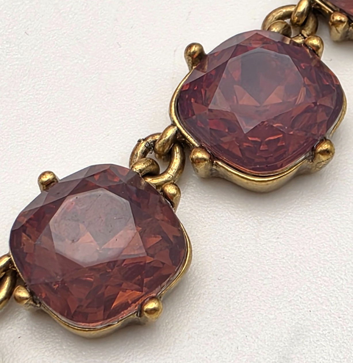 J.Crew Necklace Amber Swarovski Crystals Martha Gold Tone 19.5″ Rivière Style