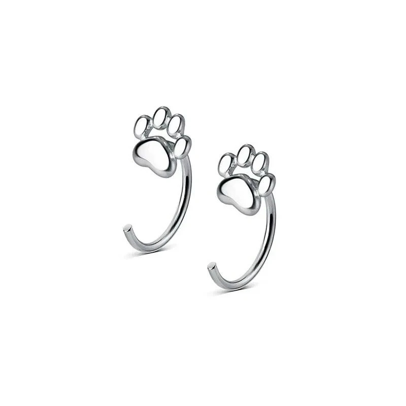 S925 Sterling Silver Tiny Paw Print Stud Earrings Cute Animal Women Girls Gift