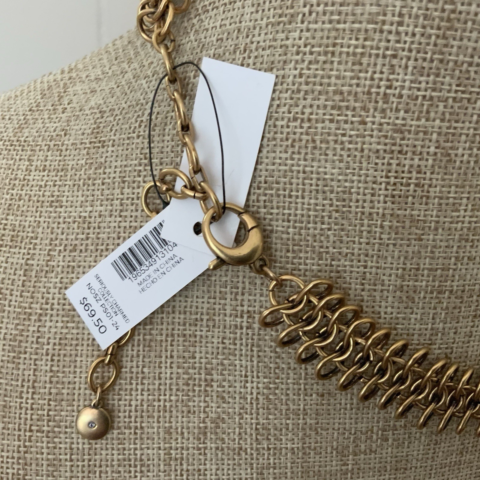 Chico’s Roman Coin Statement Necklace Antique Brass Medallion Charm Bib