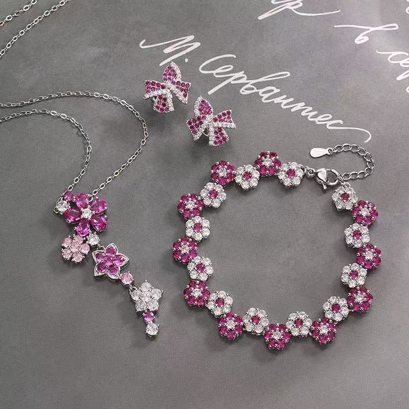 Wedding Bridal CZ Jewelry Set Zirconia Necklace Earrings Set