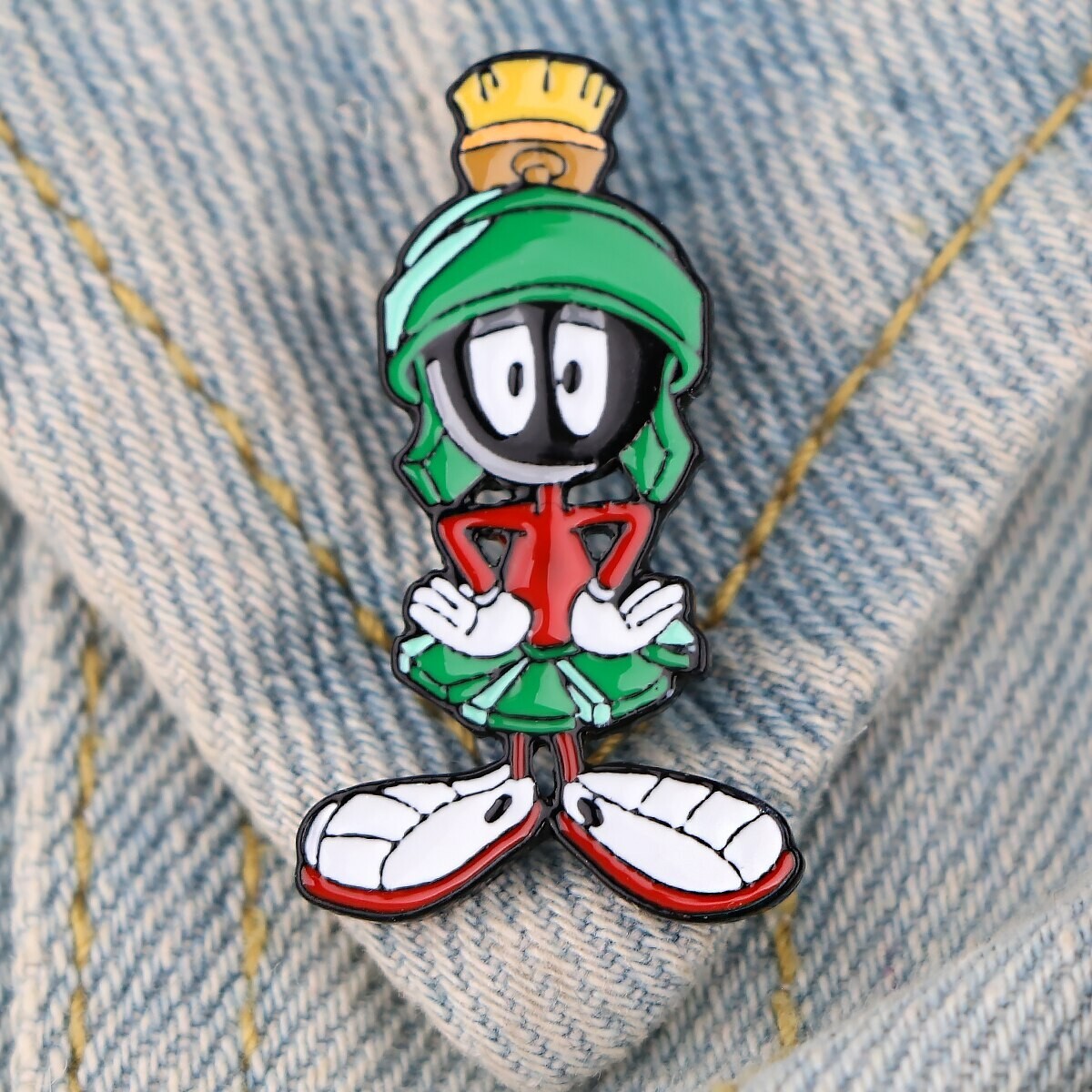 Marvin The Martian Cartoon Character Figure Enamel Metal Pin