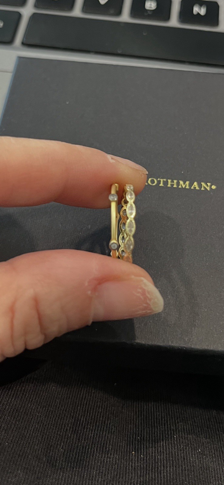Freida Rothman Gold Tone Stackable rings Size 7 Sterling and. Gold plated