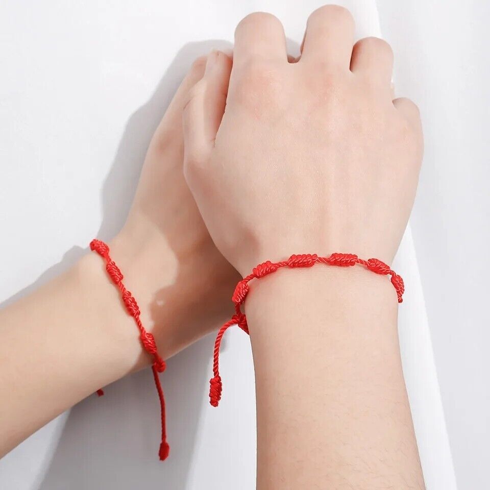 4× Tibetan Lucky Red String Bracelet Protection Men Women Lucky Rope 2 Kind USA