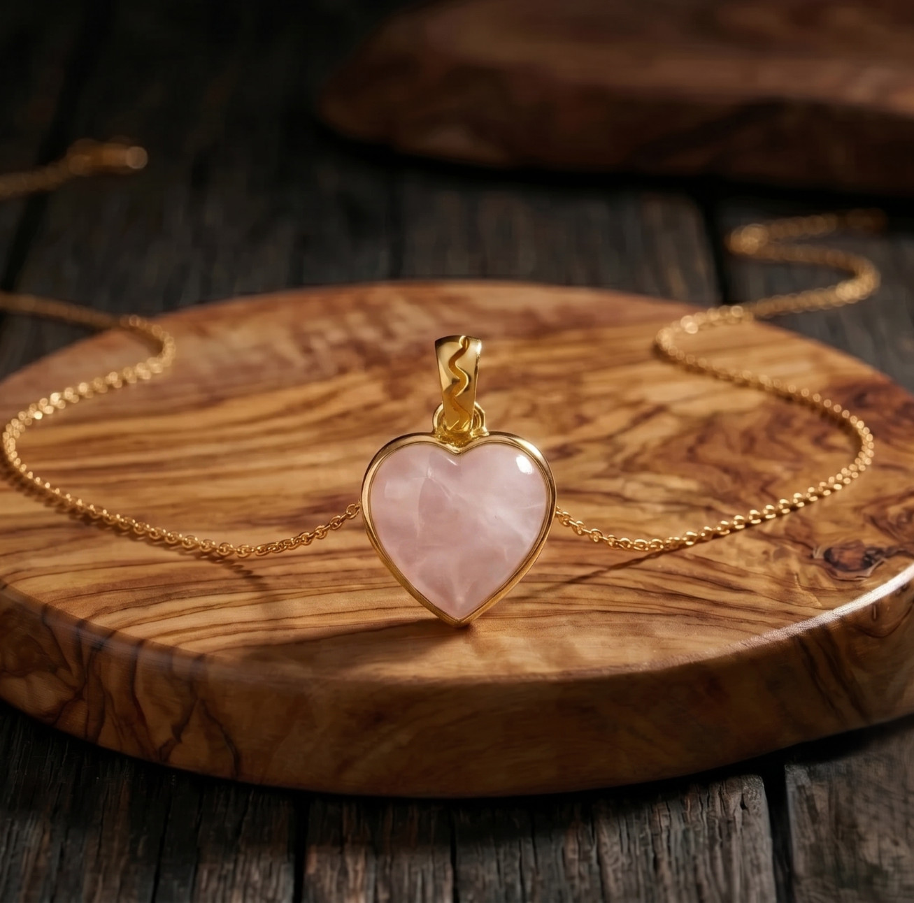 Dainty Heart Rose Quartz Pendant Gold Filled Rose Quartz Charm Gift for Women