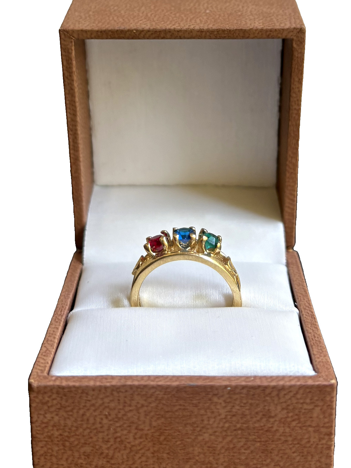 14kt Gold Plated Braided Ring Simulated 3 Stone Ring Size 6
