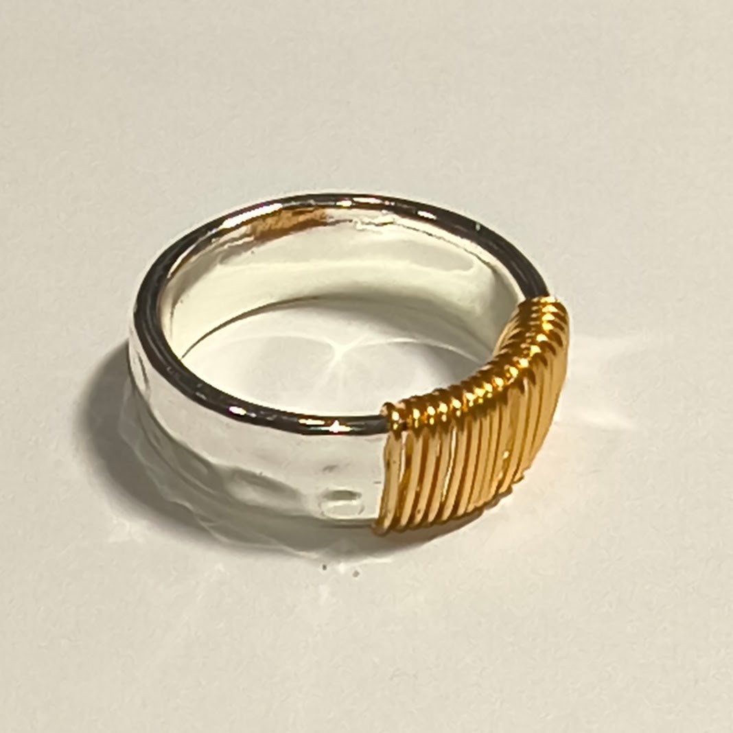 Silver and Gold Wire Wrapped Ring, Never Been Worn, Size 8