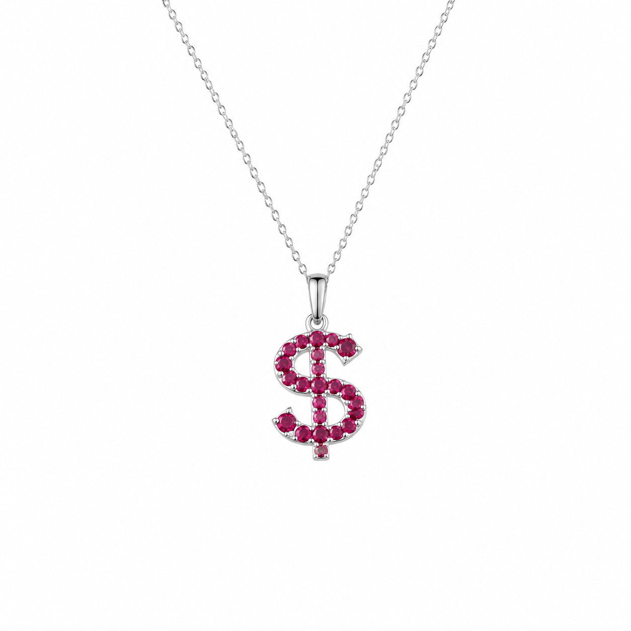 2Ct Round Cut Simulated Red Ruby Dollar Shape Pendant 925 Sterling Silver