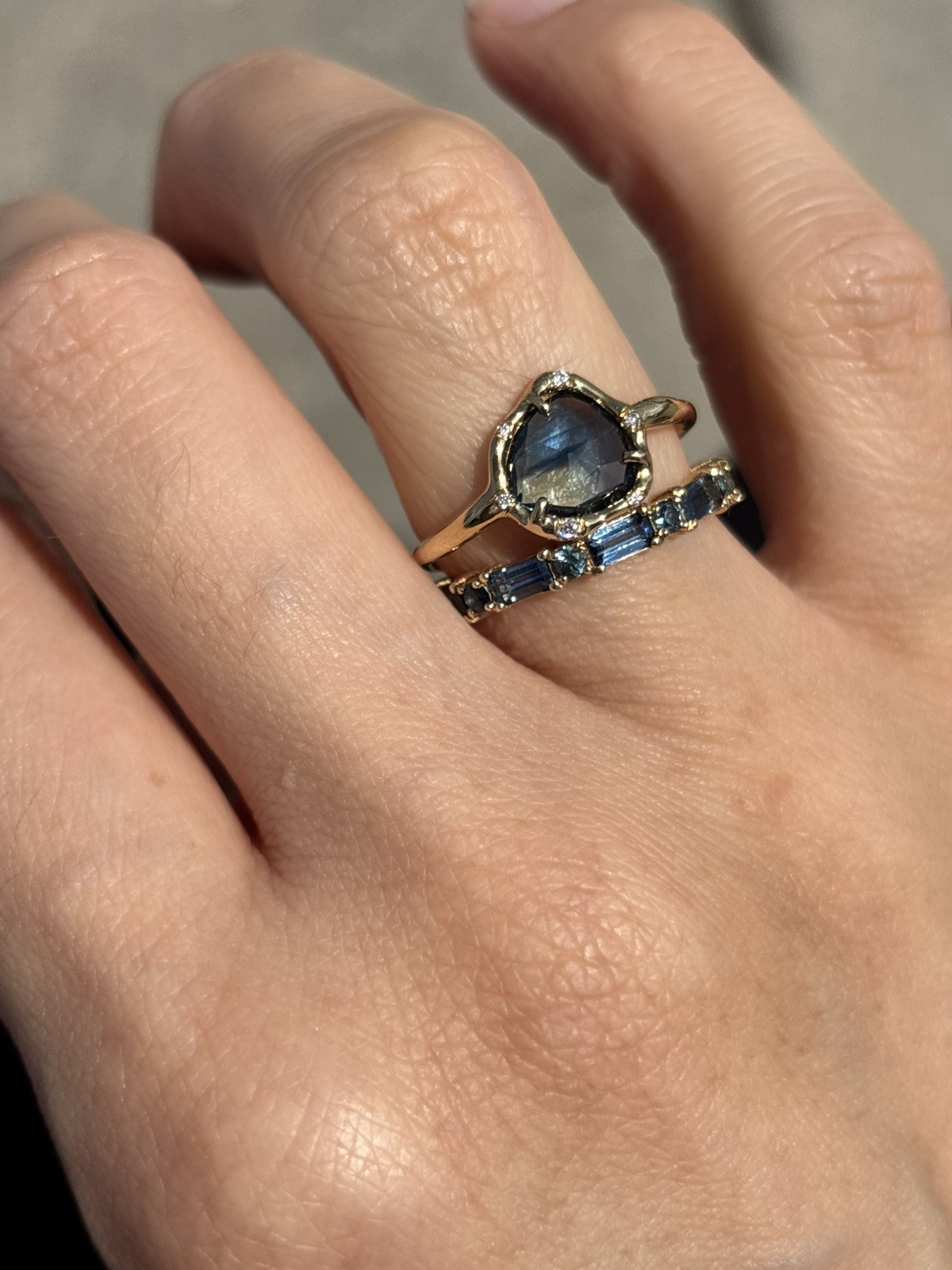 14 K Yellow Gold Sirciam Blue Sapphire Ring orginally $2,640