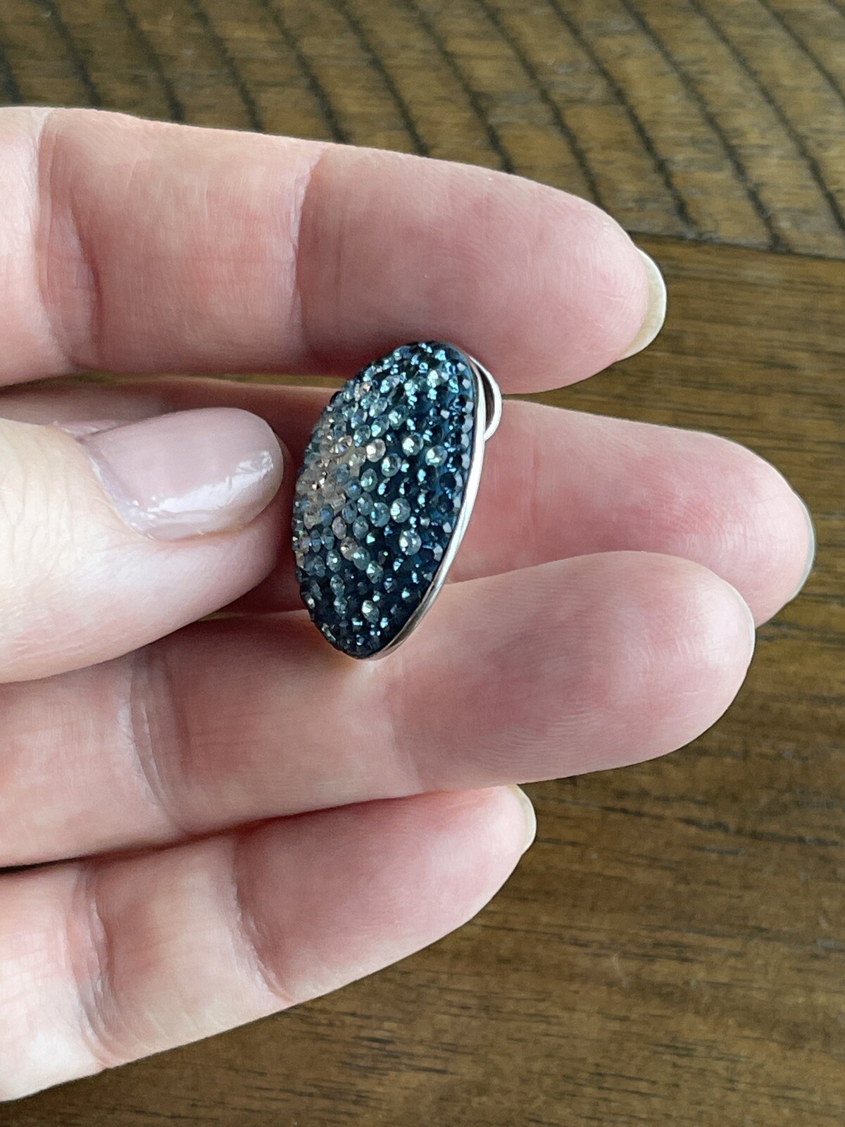 CT Signed 925 Silver Blue White Cz Pendant