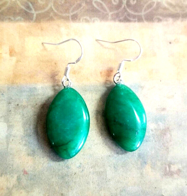 Malaysia Jade Dangle Earrings Silver Jade Earrings Womens Green Jade Earrings