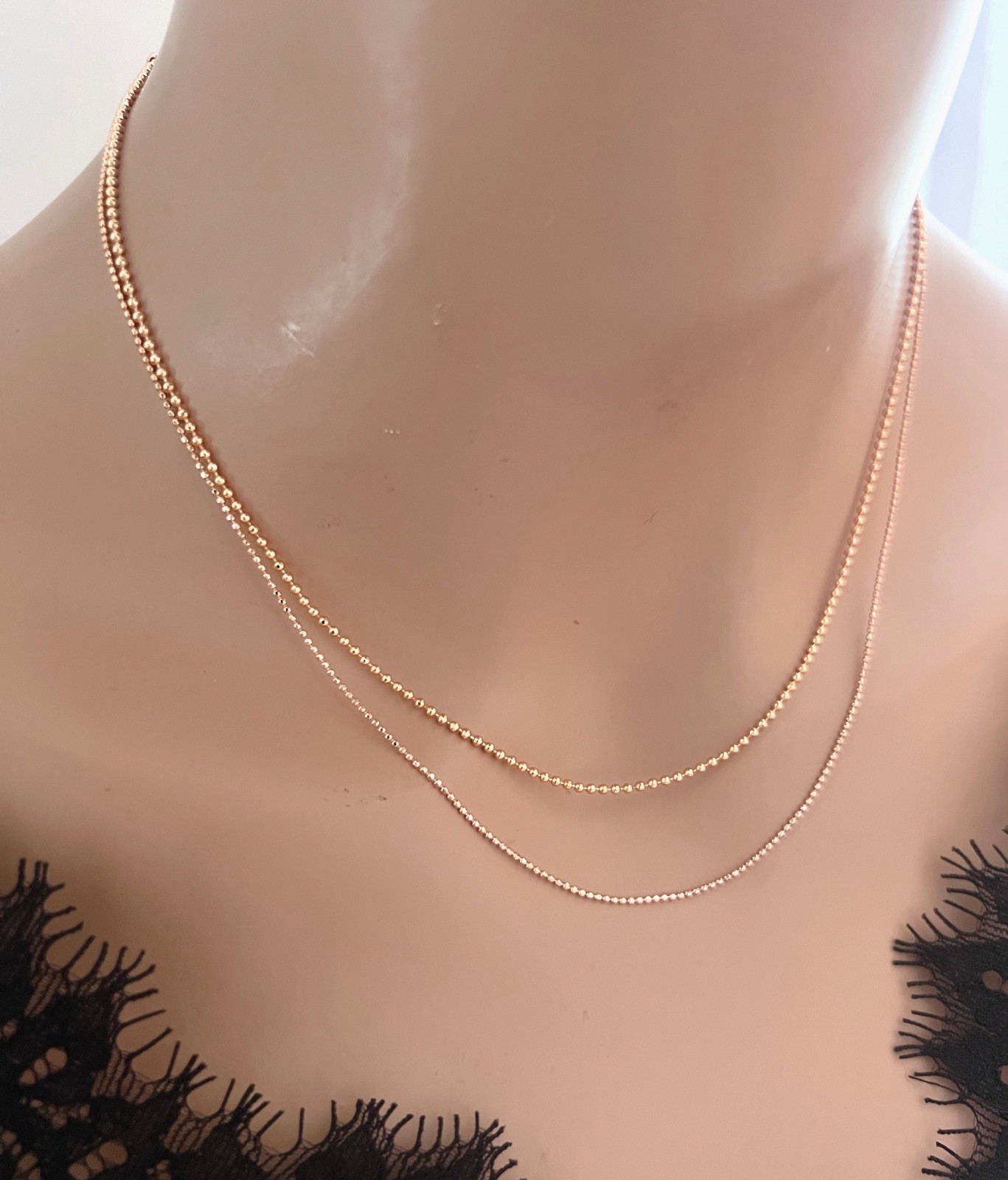 Rose Gold Ball Chain Necklace Layered Chain Necklace