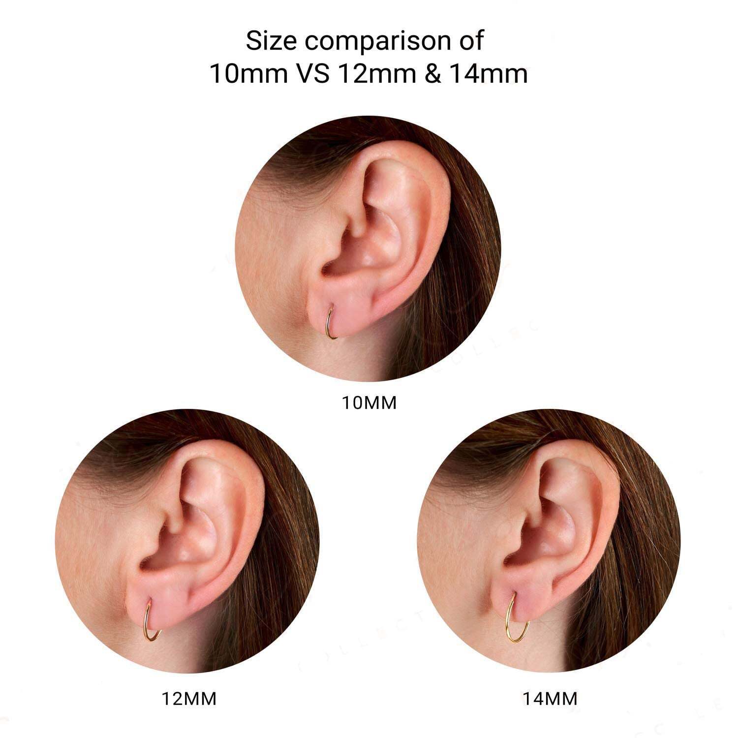 14K Rose Gold Endless Round Hoop Earrings, 10mm