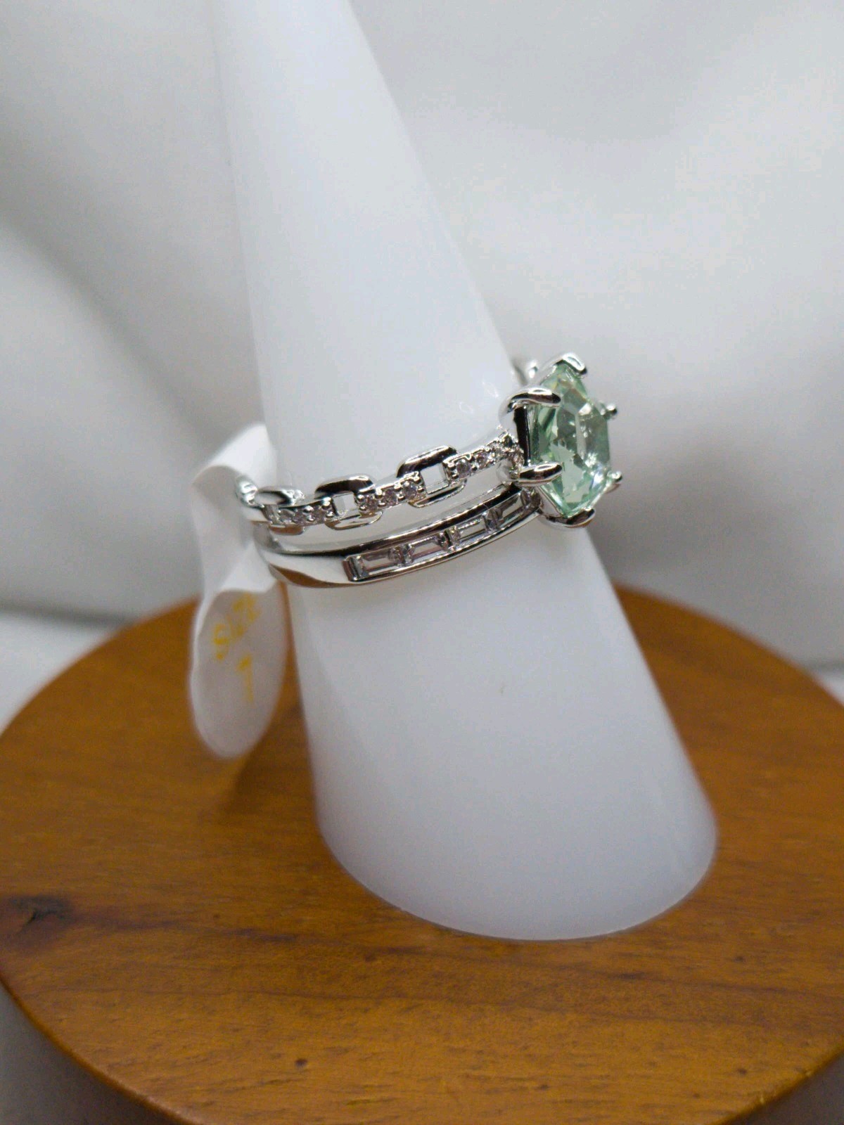 Bomb Party Ring Size 7 “Not Sorry Just Stunning” Green Amethyst On Rhodium Pl