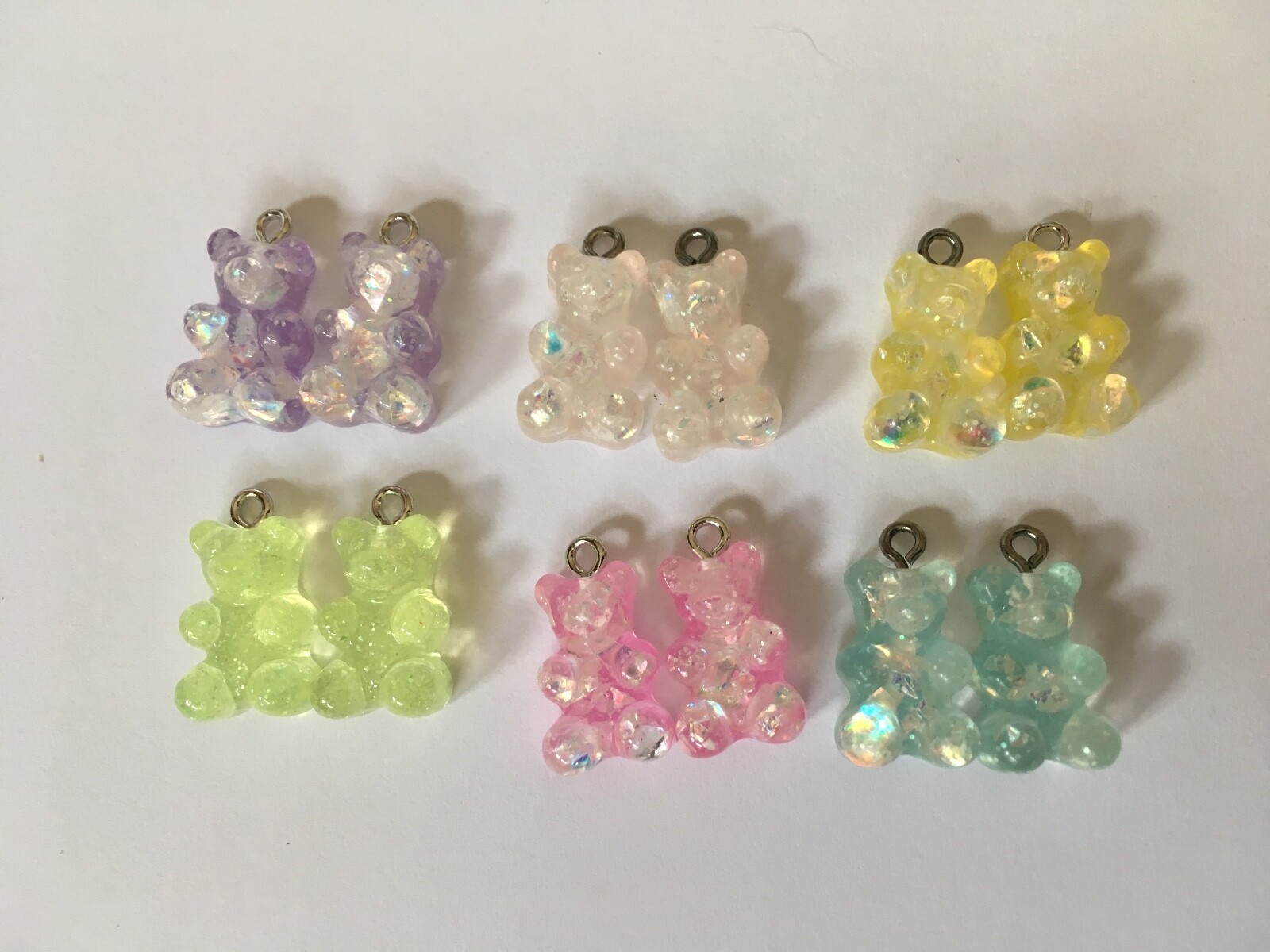 GUMMY BEAR EARRINGS FOREST HARIBU PLASTIC PINK ORANGE GREEN PURPLE BLACK 1 PAIR