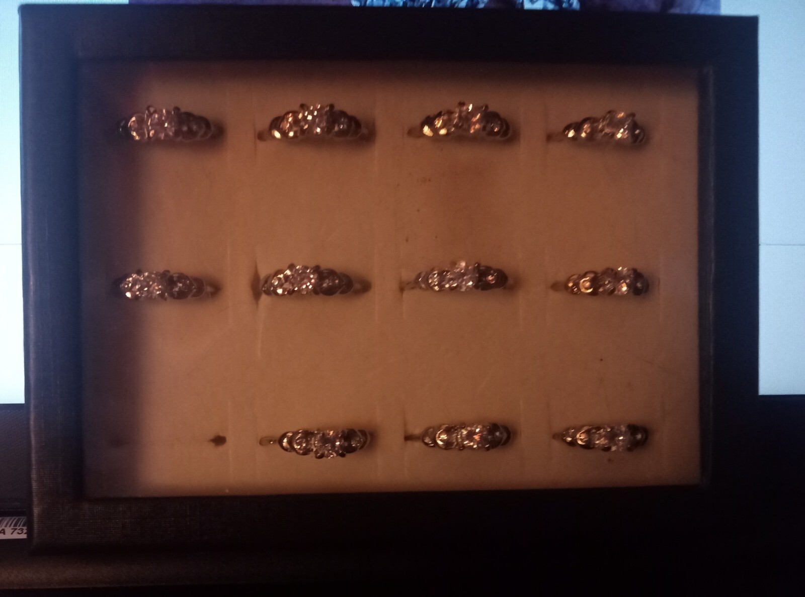 10 AAA CZ rings for 10.00 . Metal is white-gold plated.Sizes are 51/2-91/2. 
